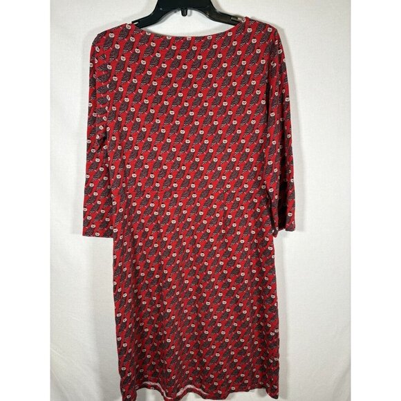 BODEN Regal Owl Penny Jersey Red 100% Cotton Dress Size 10P Animal Print Pockets - Picture 7 of 10